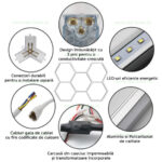 Set 5 Hexagoane LED Honeycomb 200W Tuburi 440mm 3 Trepte Lumina - imagine 2