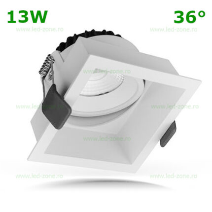 Spot LED 13W COB Patrat Mobil 36 Grade Alb