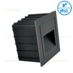 Spot LED 2W Patrat Trepte Negru IP65