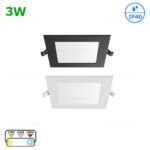 Spot LED 3W Patrat Incastrat CCT IP40