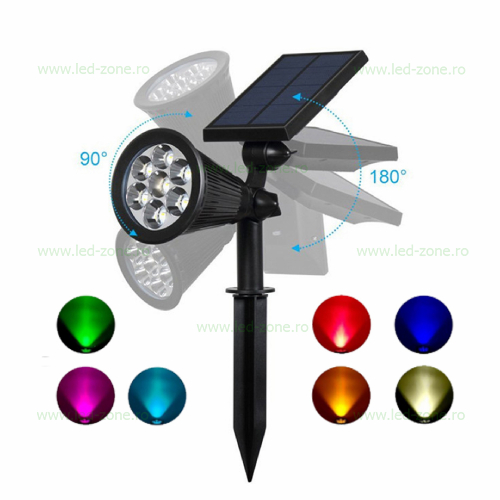 Spot LED Exterior 1.5W Solar RGB Rotund 220V Montaj Gradina Spot LED Exterior 1.5W Solar RGB Rotund 220V Montaj Gradina - imagine 1