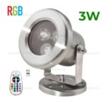 Spot LED Exterior 3x1W Rotund RGB 12V Submersibil cu Telecomanda