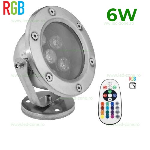 Spot LED Exterior 6x1W Rotund RGB 12V Submersibil cu Telecomanda Spot LED Exterior 6x1W Rotund RGB 12V Submersibil cu Telecomanda - imagine 1