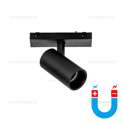 Spot LED Magnetic 12W Cilindru Negru Reglabil Ultra Slim