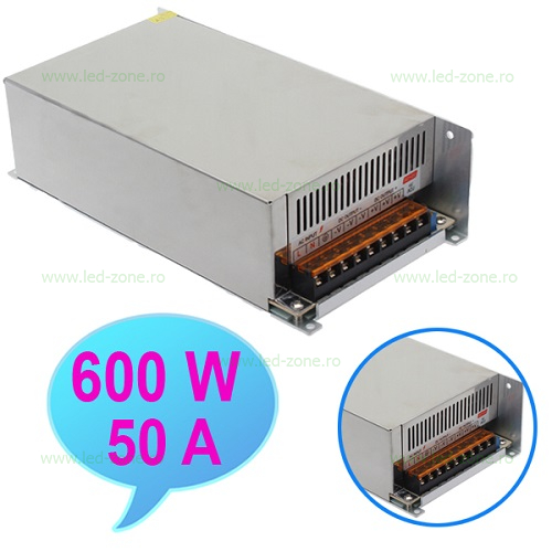 Sursa Alimentare Banda LED 12V 600W Carcasa Metal LZ7E007 Sursa Alimentare Banda LED 12V 600W Carcasa Metal LZ7E007 - imagine 1