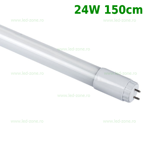 Tub LED T8 Mat 24W 150cm 360 Grade Sticla Alimentare Un Capat LZ01 Tub LED T8 Mat 24W 150cm 360 Grade Sticla Alimentare Un Capat LZ01 - imagine 1