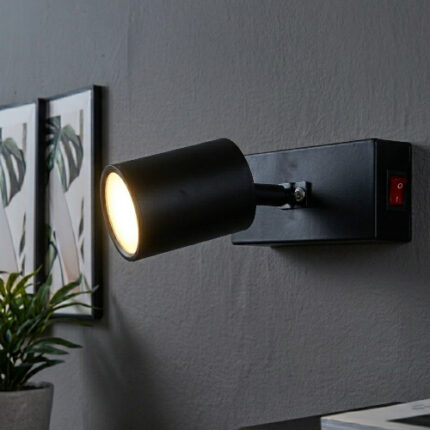 Spot LED Aplicat 5W Mobil Negru cu Bec GU10 si Intrerupator