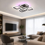 Lustra LED 90W Neagra 3 Functii cu Telecomanda LZ72-4+1 RGB