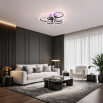 Lustra LED 130W Neagra 3 Functii cu Telecomanda LZ119-3+3 RGB