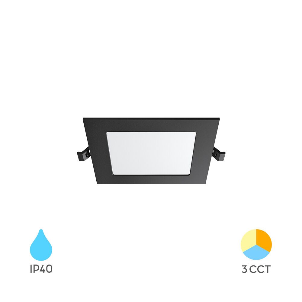 SPOT LED PATRAT ST 3W 220LM 3IN1 D:70x70MM IP40 NEGRU