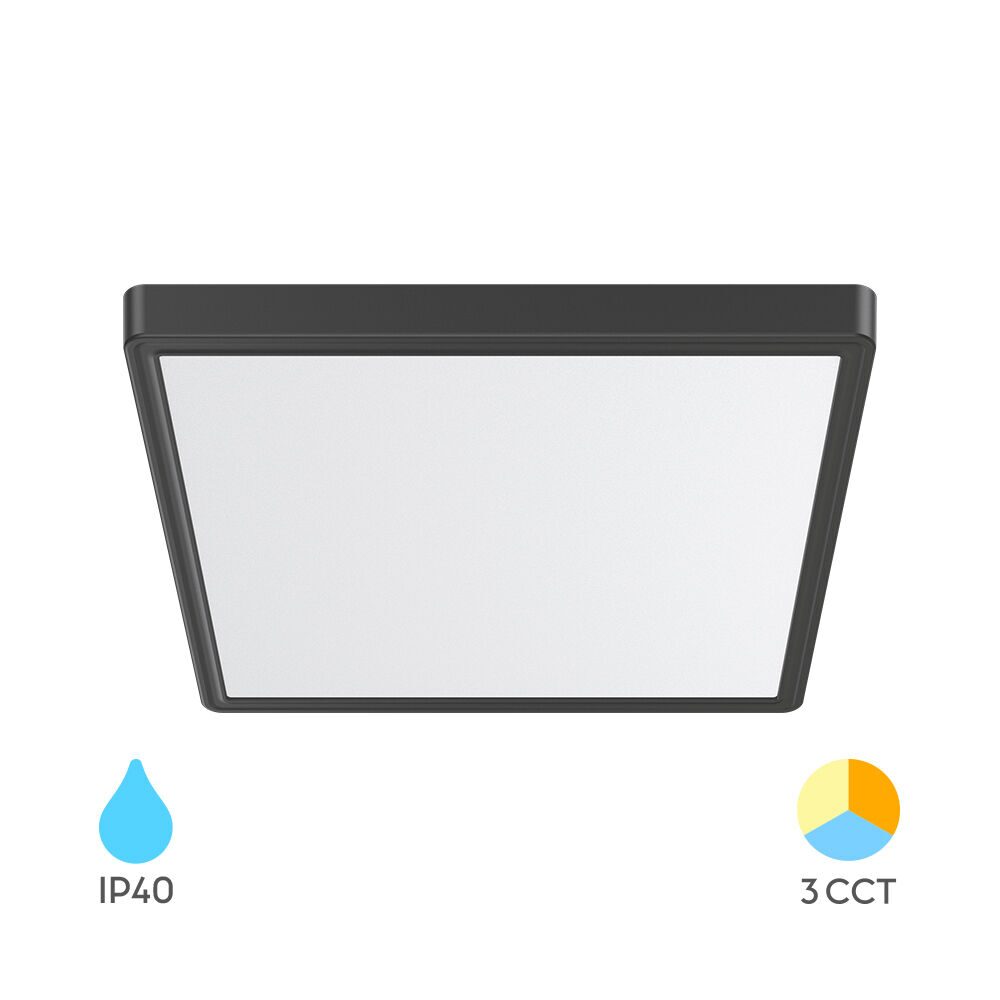 PLAFONIERA LED 36W 3in1 2600lm IP40 NEGRU JADE SQR SLR
