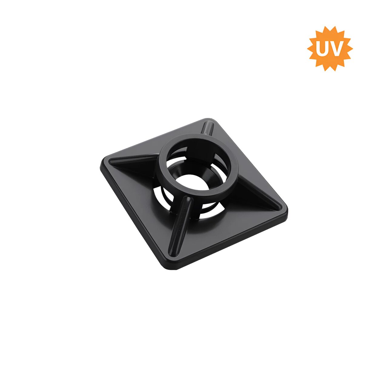 SUPORTI pt BRIDA, CU ADEZIV 19x19mm PA66-UV NEGRU 100BUC/PAC