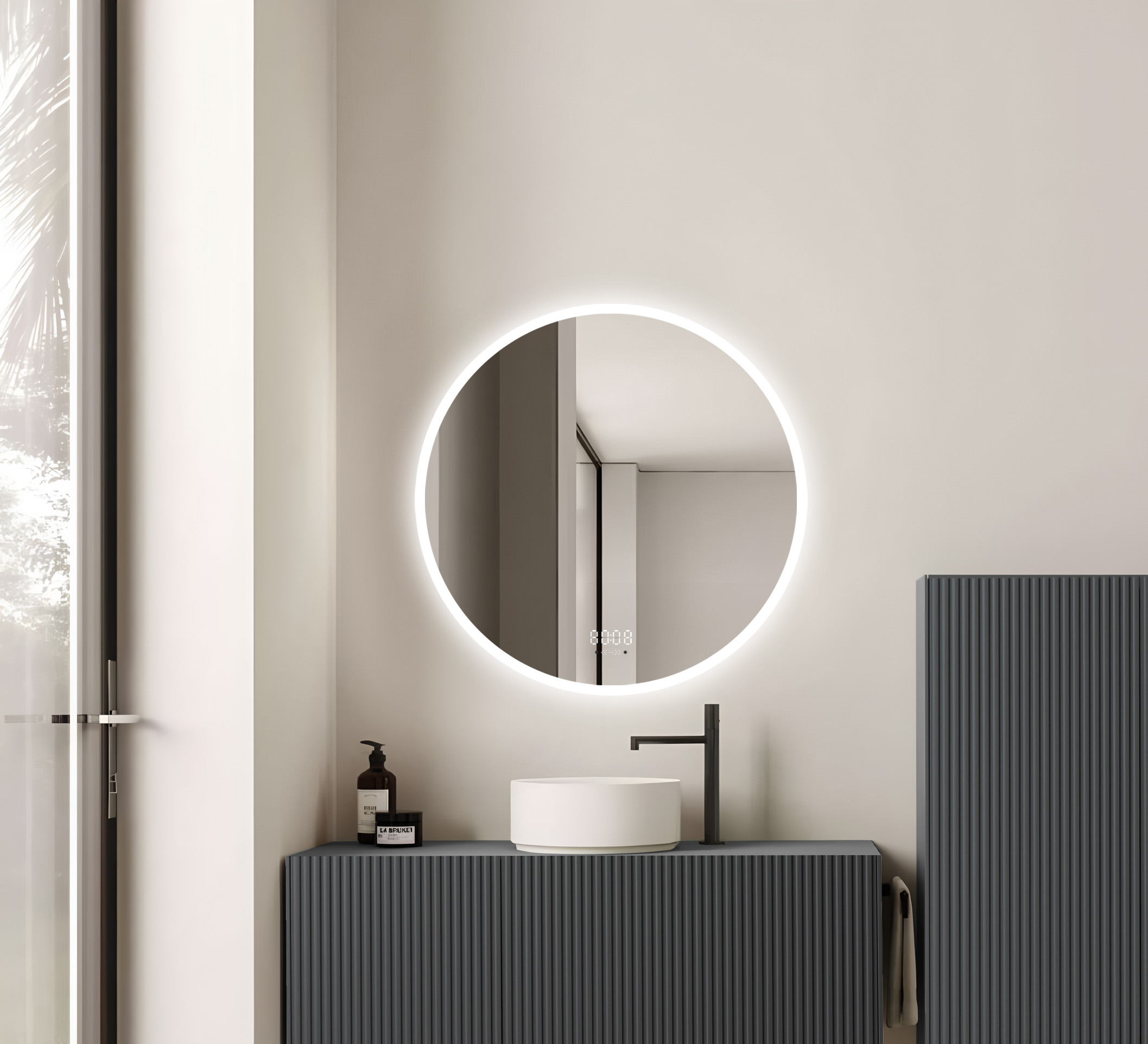 Oglinda LED 60x60cm, Senzor Miscare Premium - 3 Tipuri de Lumina, Dimabila, Ceas & Temperatura, Dezaburire 10 Oglinda LED 60x60cm, Senzor Miscare Premium - 3 Tipuri de Lumina, Dimabila, Ceas & Temperatura, Dezaburire - imagine 10