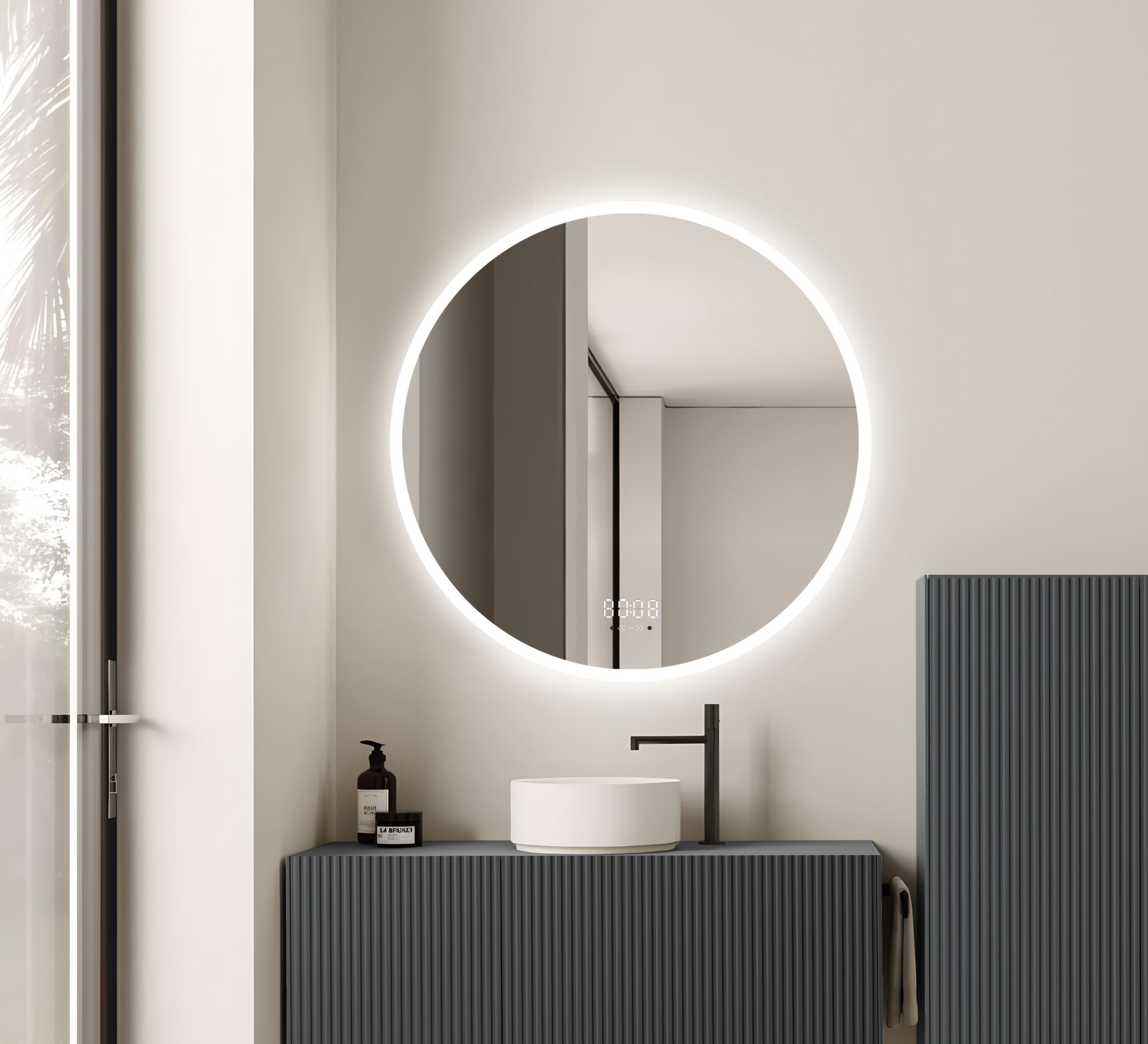 Oglinda LED 60x60cm, Senzor Miscare Premium - 3 Tipuri de Lumina, Dimabila, Ceas & Temperatura, Dezaburire 12 Oglinda LED 60x60cm, Senzor Miscare Premium - 3 Tipuri de Lumina, Dimabila, Ceas & Temperatura, Dezaburire - imagine 12