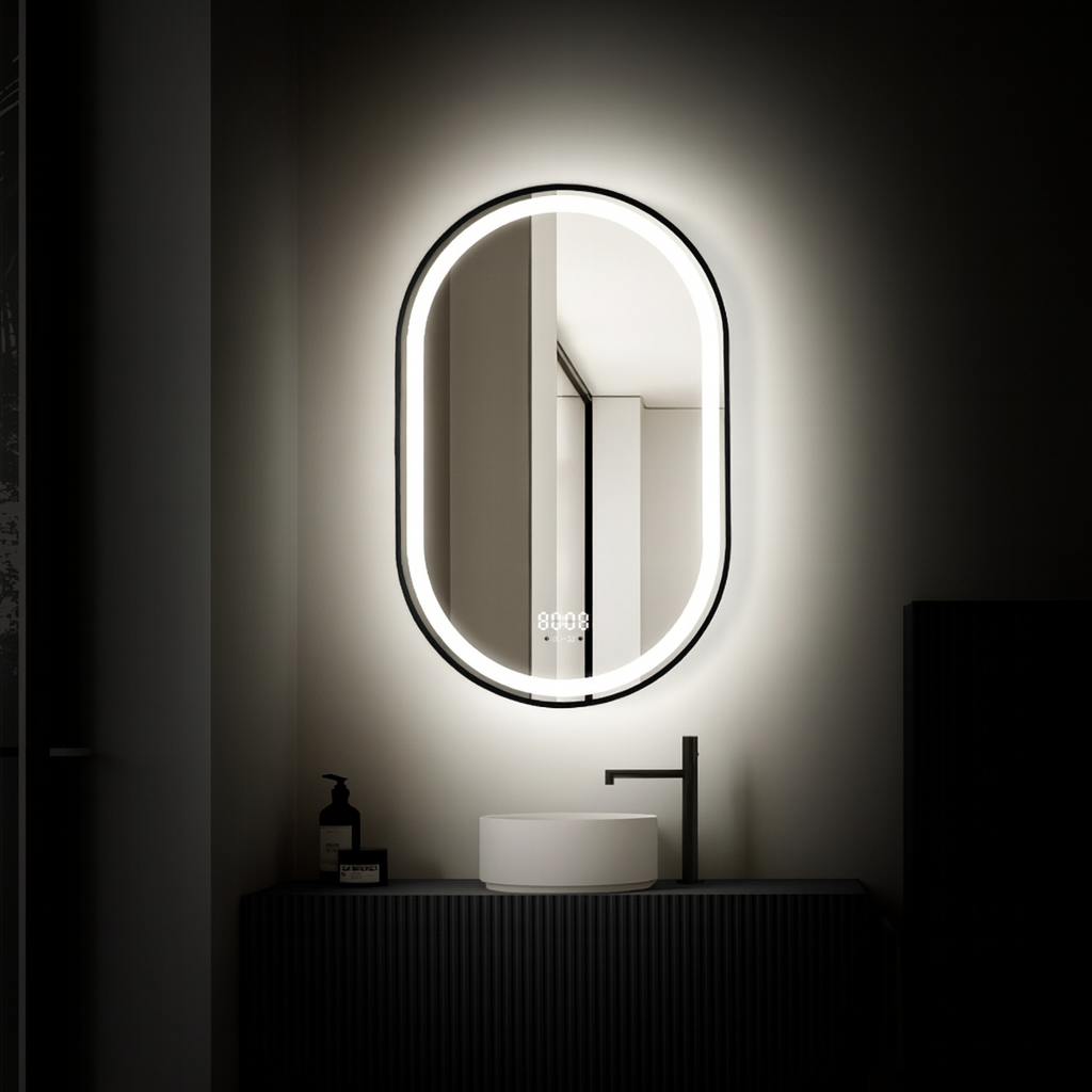Oglinda LED 60x80cm Ovala, Senzor Miscare Premium - 3 Tipuri de Lumina, Dimabila, Ceas & Temperatura, Dezaburire 19 Oglinda LED 60x80cm Ovala, Senzor Miscare Premium - 3 Tipuri de Lumina, Dimabila, Ceas & Temperatura, Dezaburire - imagine 19