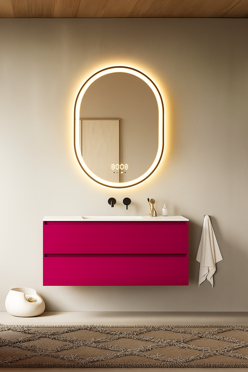 Oglinda LED 60x80cm Ovala, Senzor Miscare Premium - 3 Tipuri de Lumina, Dimabila, Ceas & Temperatura, Dezaburire 3 Oglinda LED 60x80cm Ovala, Senzor Miscare Premium - 3 Tipuri de Lumina, Dimabila, Ceas & Temperatura, Dezaburire - imagine 3
