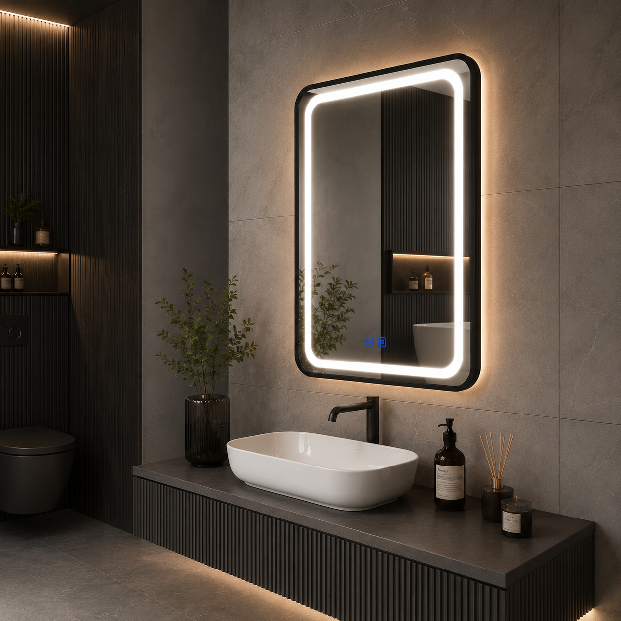 Oglinda LED Rama Neagra BYM-BB-5070, 50x70cm 3 Oglinda LED Rama Neagra BYM-BB-5070, 50x70cm - imagine 3