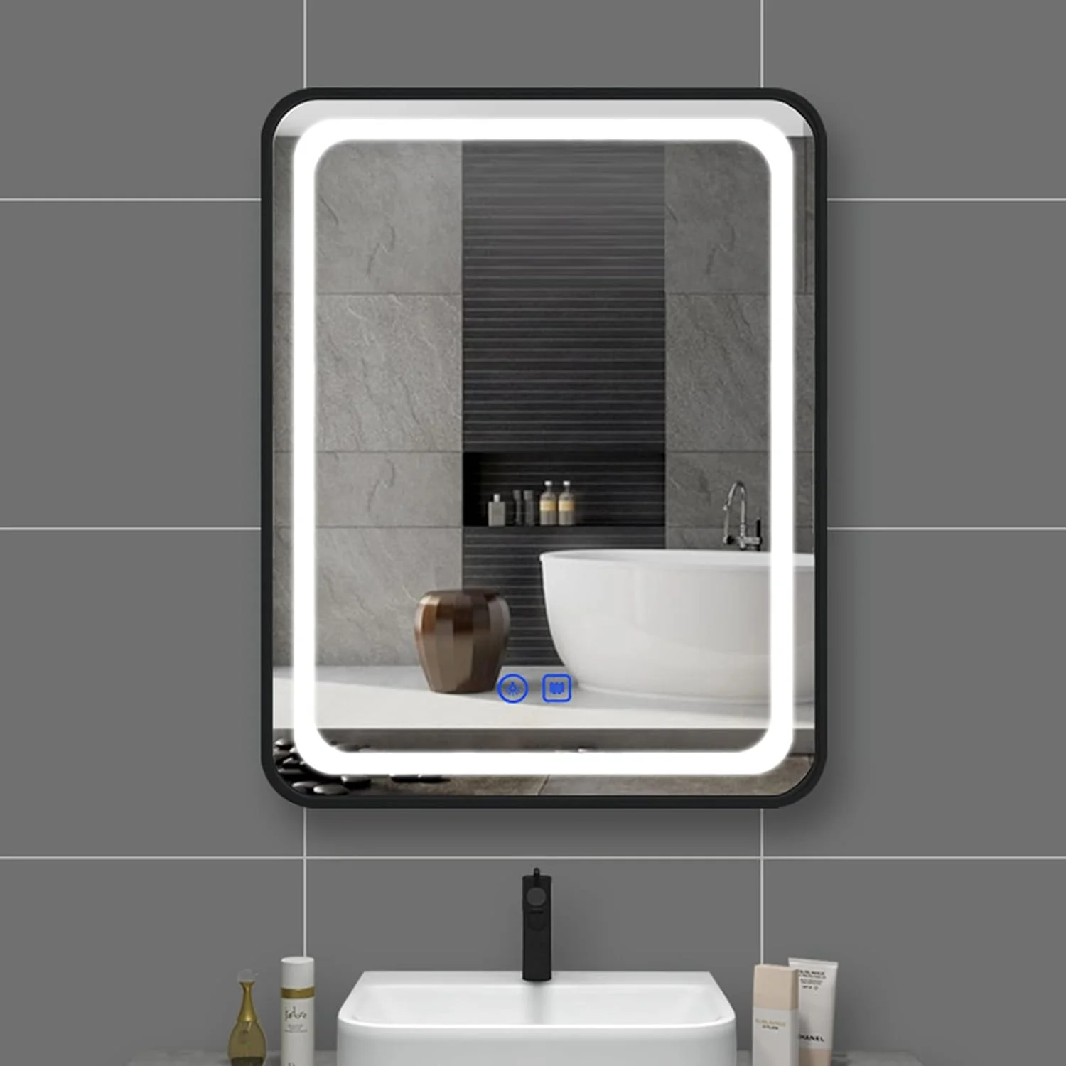 Oglinda LED Rama Neagra BYM-BB-5070, 50x70cm 4 Oglinda LED Rama Neagra BYM-BB-5070, 50x70cm - imagine 4