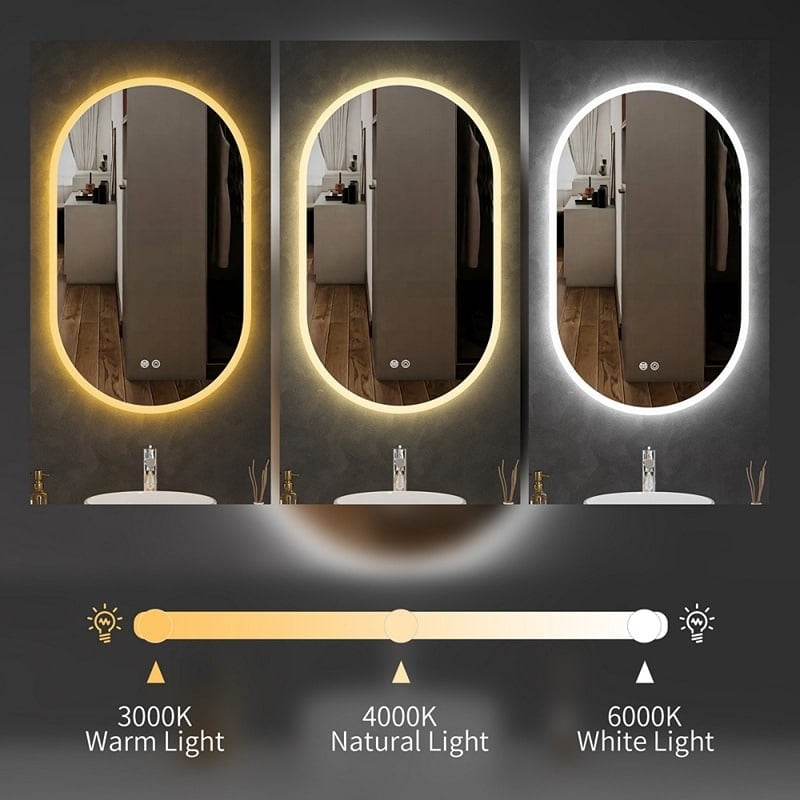 Oglindă Baie cu LED 70x100 cm, Funcție Dezaburire Reversibila, 3 Tipuri de Lumina 2 Oglindă Baie cu LED 70x100 cm, Funcție Dezaburire Reversibila, 3 Tipuri de Lumina - imagine 2