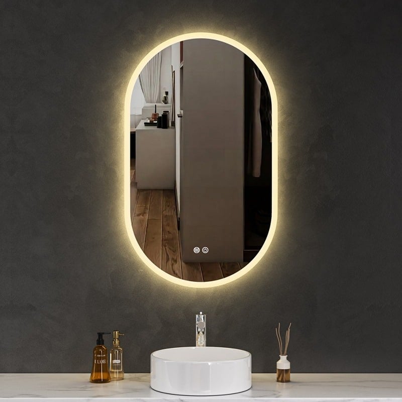 Oglindă Baie cu LED 70x100 cm, Funcție Dezaburire Reversibila, 3 Tipuri de Lumina 3 Oglindă Baie cu LED 70x100 cm, Funcție Dezaburire Reversibila, 3 Tipuri de Lumina - imagine 3