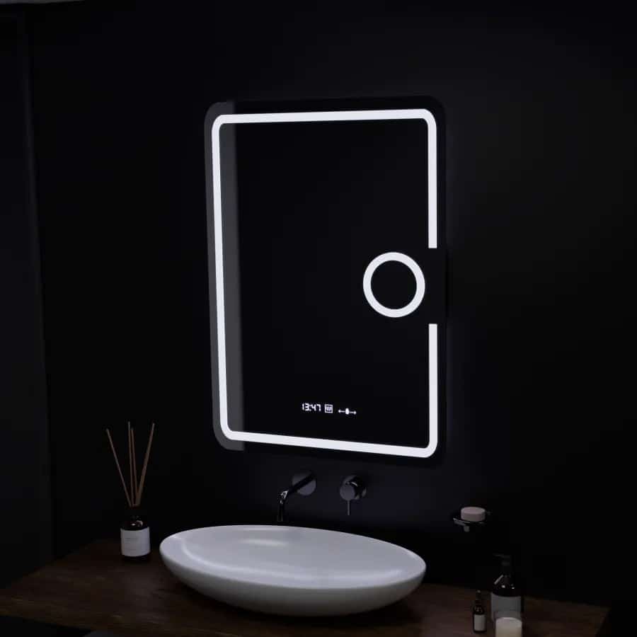 Oglinda LED 50x70 cm cu Senzor Premium, cu functie Dezaburire, Ceas si Lupă Cosmetică 3 Oglinda LED 50x70 cm cu Senzor Premium, cu functie Dezaburire, Ceas si Lupă Cosmetică - imagine 3