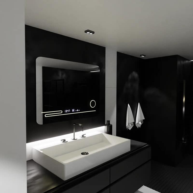 Oglinda LED 80x60 cm, Senzor Premium, Dezaburire, Ceas si Temperatură, Lumina Rece/Calda/Neutra Dimabila 6 Oglinda LED 80x60 cm, Senzor Premium, Dezaburire, Ceas si Temperatură, Lumina Rece/Calda/Neutra Dimabila - imagine 6