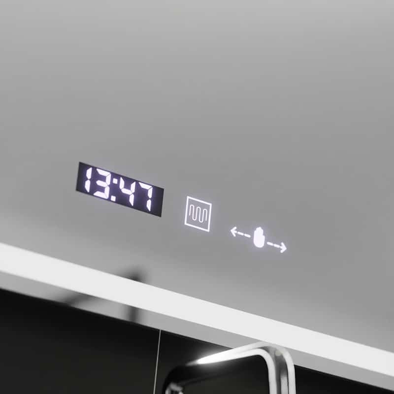 Oglinda LED 90x60 cm, Senzor Premium, Dezaburire, Ceas si Temperatură, Lumina Rece/Calda/Neutra Dimabila 2 Oglinda LED 90x60 cm, Senzor Premium, Dezaburire, Ceas si Temperatură, Lumina Rece/Calda/Neutra Dimabila - imagine 2