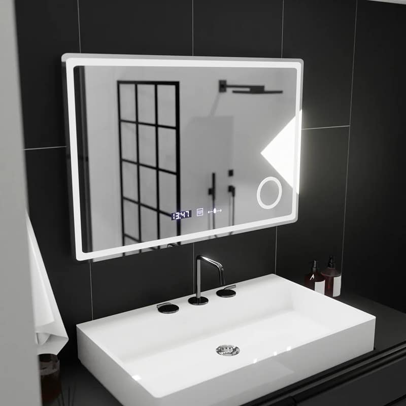 Oglinda LED 90x60 cm, Senzor Premium, Dezaburire, Ceas si Temperatură, Lumina Rece/Calda/Neutra Dimabila 3 Oglinda LED 90x60 cm, Senzor Premium, Dezaburire, Ceas si Temperatură, Lumina Rece/Calda/Neutra Dimabila - imagine 3