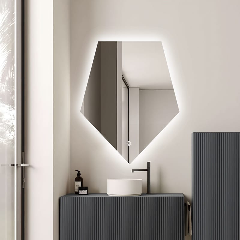 Oglinda LED Diamant Premium 80×90cm, Touch, 3 Tipuri Lumină