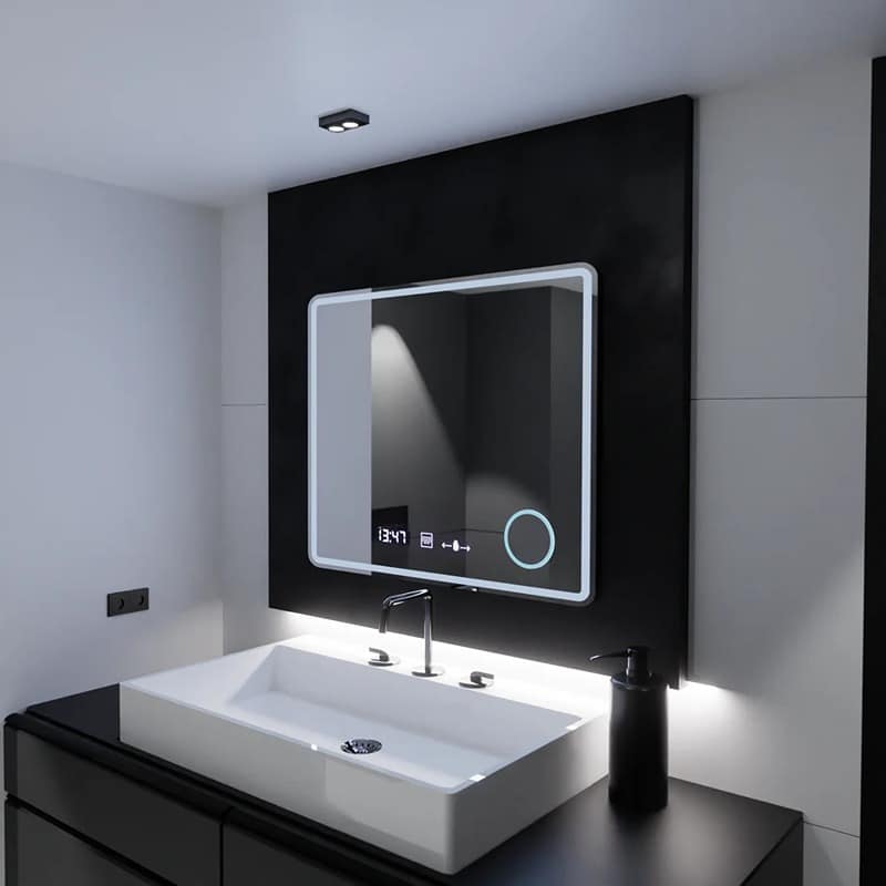 Oglindă LED Rectangulară 120x80cm, Senzor Premium, Lupa Cosmetica, Sistem Dezaburire, Ceas & Termometru, Dimabilă, IP44