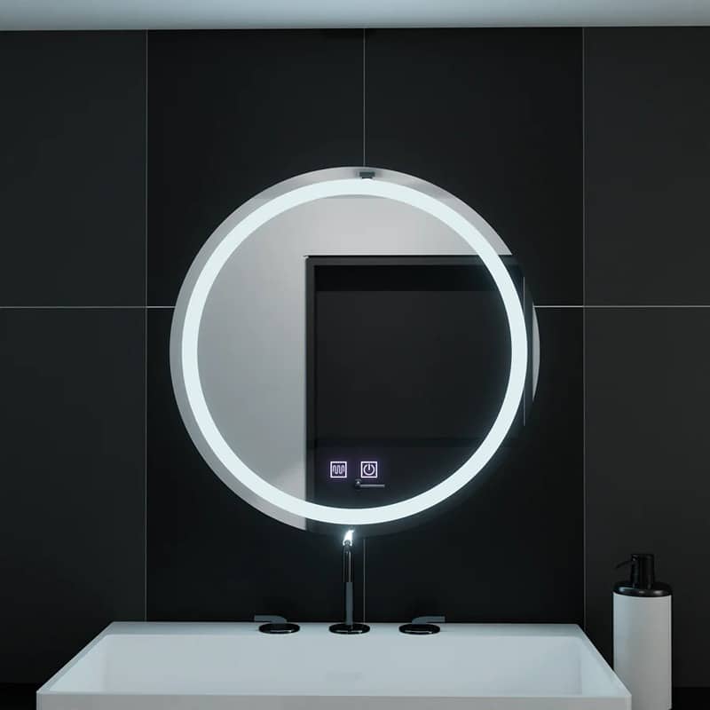 Oglindă LED Rotundă 60×60 cm, Touch, Lumină Rece, Sistem Dezaburire, Dimabilă