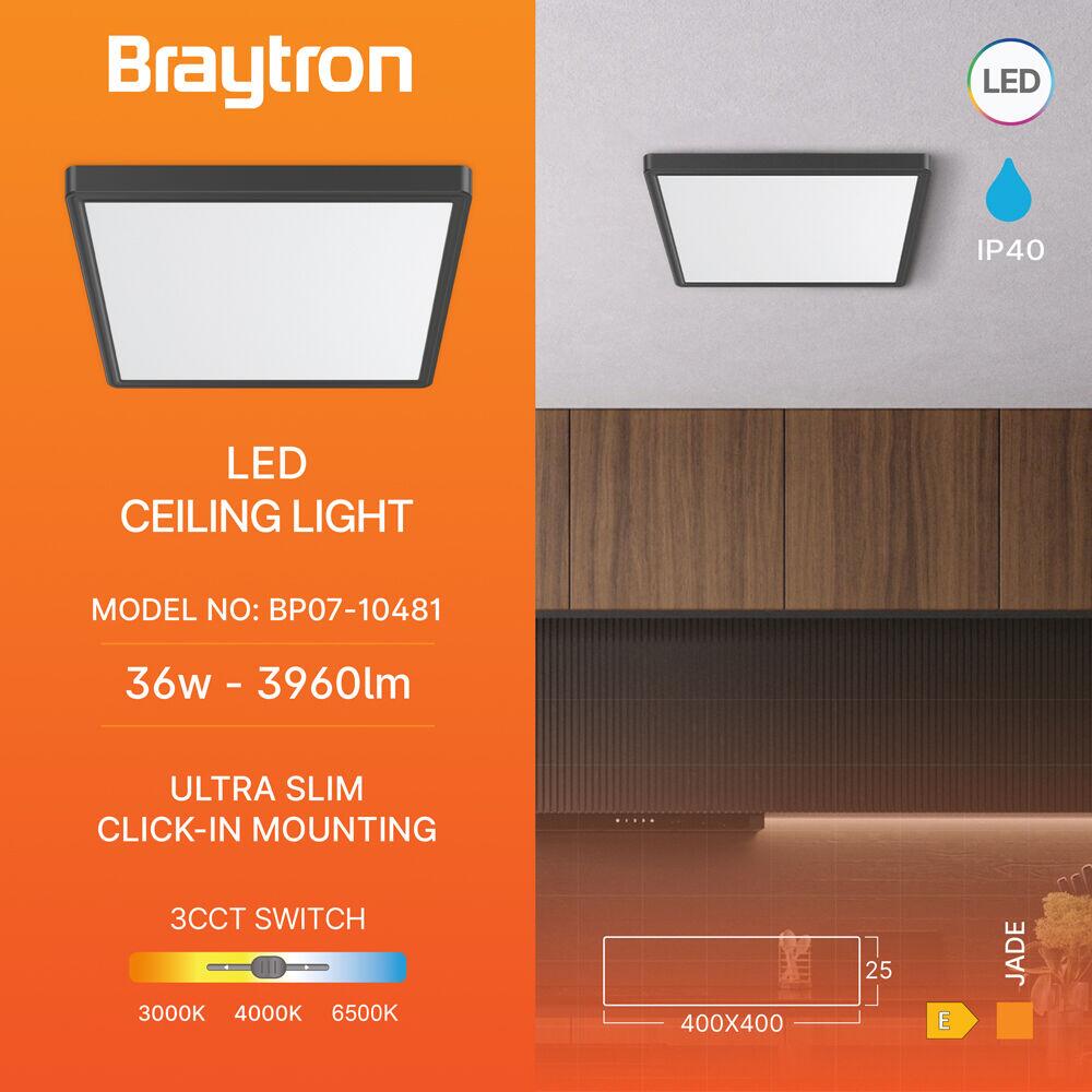 PLAFONIERA LED 36W 3in1 2600lm IP40 NEGRU JADE SQR SLR 3 PLAFONIERA LED 36W 3in1 2600lm IP40 NEGRU JADE SQR SLR - imagine 3