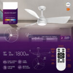 Lustra LED 18W 3 Functii cu Telecomanda si Ventilator Alb - imagine 6