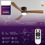 Lustra LED 18W 3 Functii cu Telecomanda si Ventilator Lemn - imagine 5
