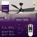 Lustra LED 18W 3 Functii cu Telecomanda si Ventilator Negru - imagine 6