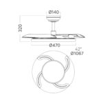 Lustra LED 32W 3 Functii Dimabila cu Telecomanda si Ventilator Alb - imagine 5