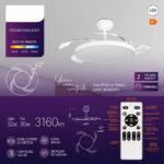 Lustra LED 32W 3 Functii Dimabila cu Telecomanda si Ventilator Alb - imagine 6