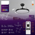 Lustra LED 32W 3 Functii Dimabila cu Telecomanda si Ventilator Negru - imagine 5