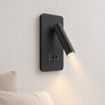 Aplica LED 13W cu Spot Reglabil, 2xUSB si Intrerupator, Neagra - imagine 2