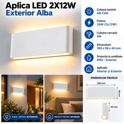 Aplica LED 24W Exterior Alb LZ75924