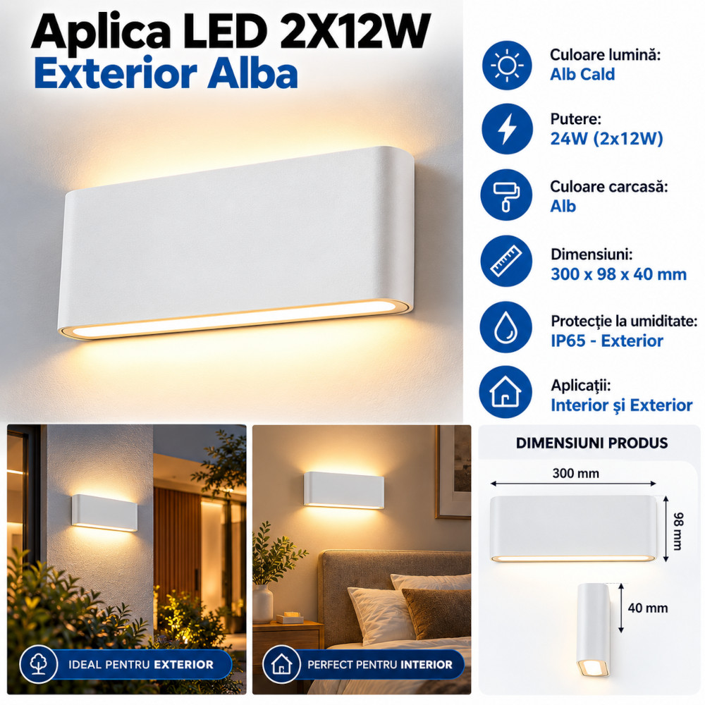 Aplica LED 24W Exterior Alb LZ75924 1 Aplica LED 24W Exterior Alb LZ75924