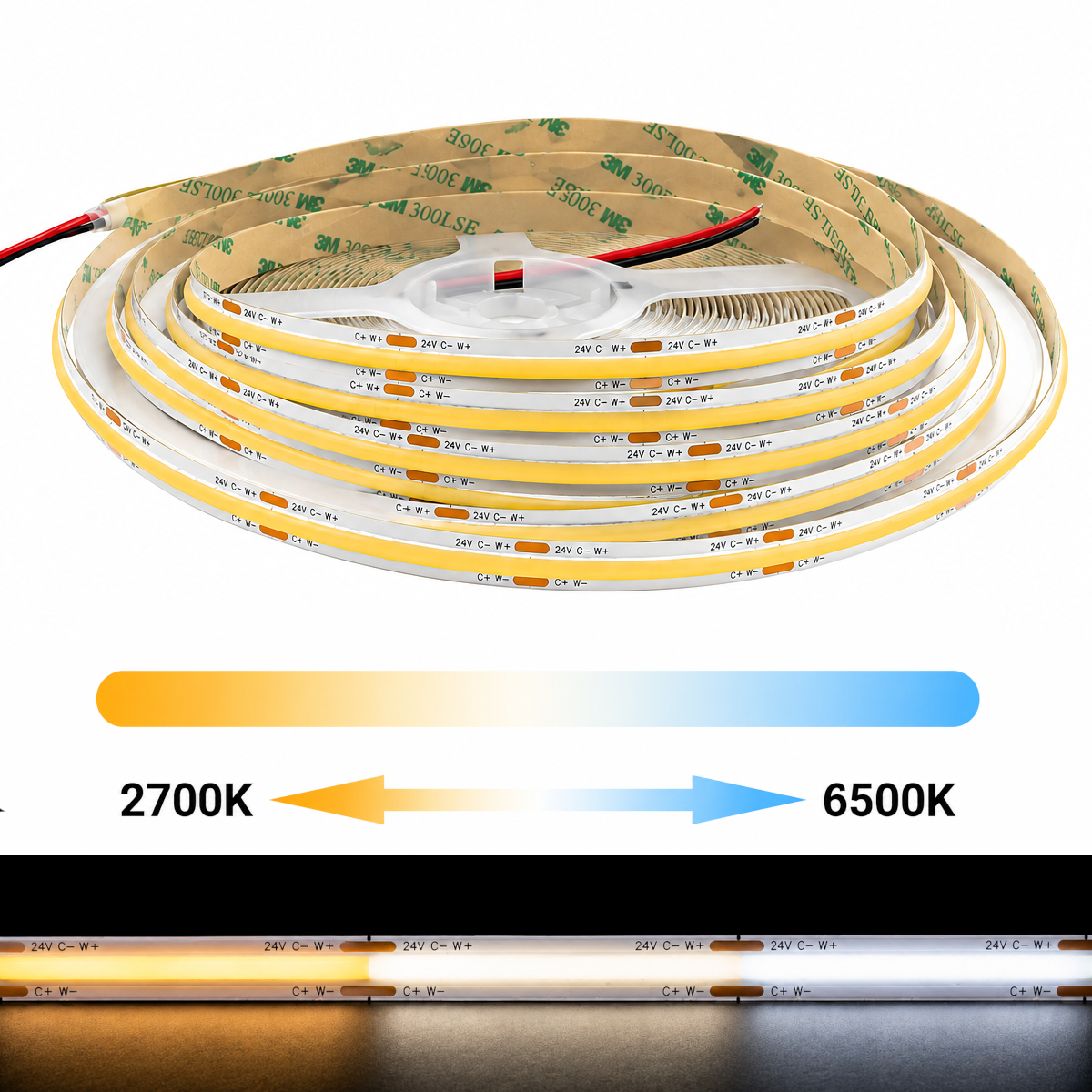 Banda LED COB 608 LED/ML CCT Interior 24V 2 Fire