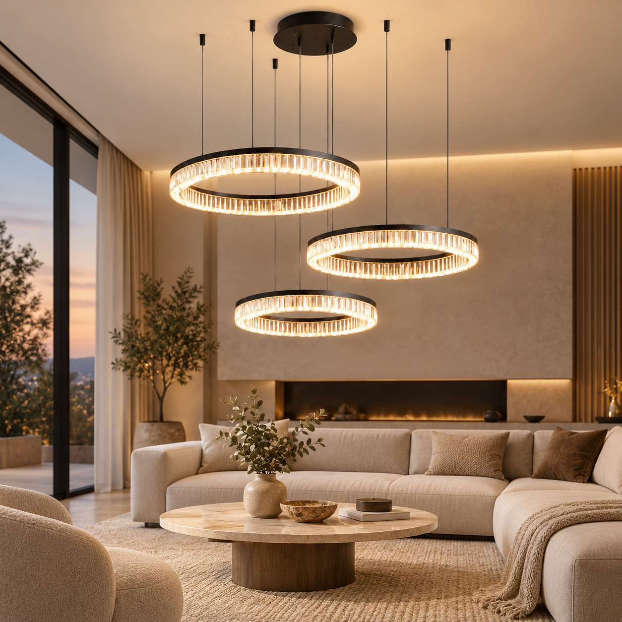 Lustra LED 216W Neagra Dimabila 3 Functii cu Telecomanda LZ4008