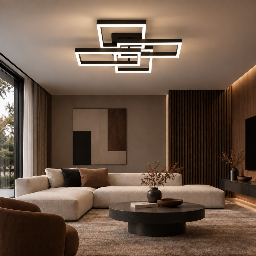 Lustra LED 70W Neagra 3 Functii cu Telecomanda LZ279-2+2 3 Lustra LED 70W Neagra 3 Functii cu Telecomanda LZ279-2+2 - imagine 3