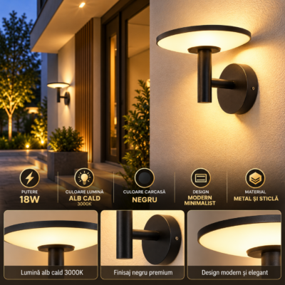Aplica LED 18W Exterior Neagra LZ202296