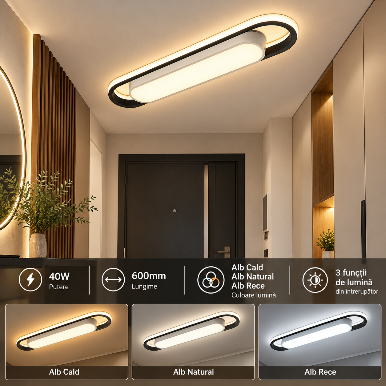 Aplica LED 40W 3 Functii LZ933-600 1 Aplica LED 40W 3 Functii LZ933-600