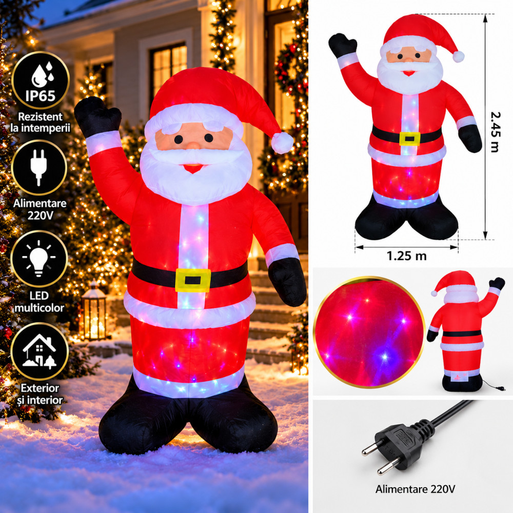 Figurina Gonflabila Mos Craciun 2.4m LZ9222 2 Figurina Gonflabila Mos Craciun 2.4m LZ9222 - imagine 2