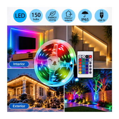 Kit Banda LED 2835 RGB 5V USB Telecomanda Rola 5m