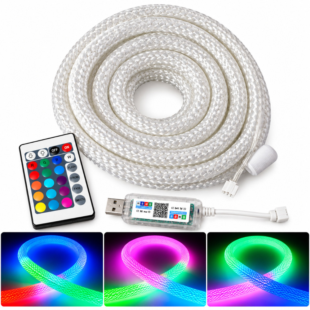 Kit Neonflex LED Textil RGB Digital 5V Rola 5M Telecomanda LZ9633 4 Kit Neonflex LED Textil RGB Digital 5V Rola 5M Telecomanda LZ9633 - imagine 4
