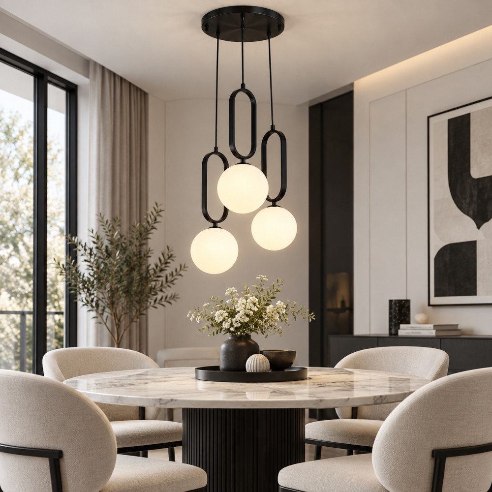 Lustra 3 Socluri E27 Neagra LZ7118-3 3 Lustra 3 Socluri E27 Neagra LZ7118-3 - imagine 3